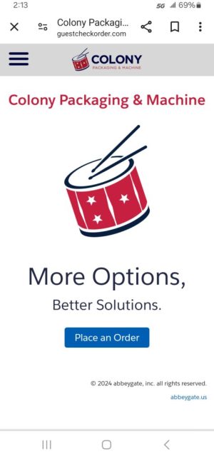 Mobile phone screen shot of an ecommerce login page for Colony.